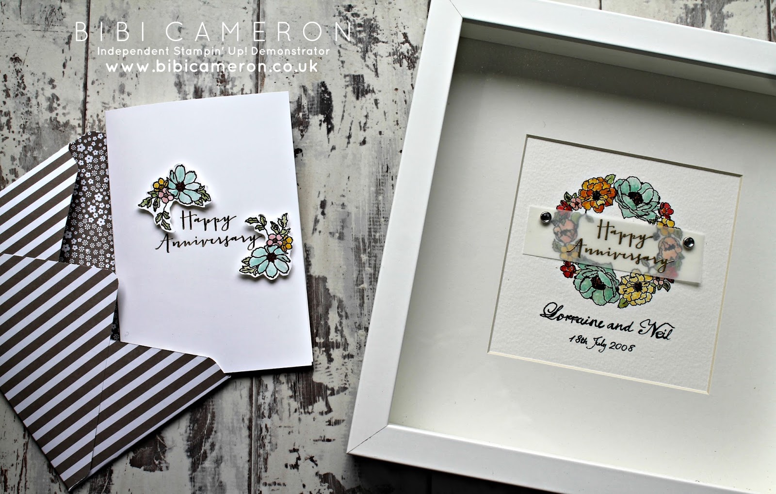 Easy aniversary card and picture  frame  with timeless love stamp set from Stampin Up
