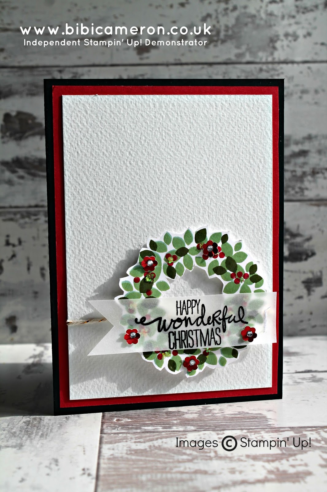 Easy Christmas card using Wondrous Wreath Stampin Up   #GDP002 – Sketch Challenge