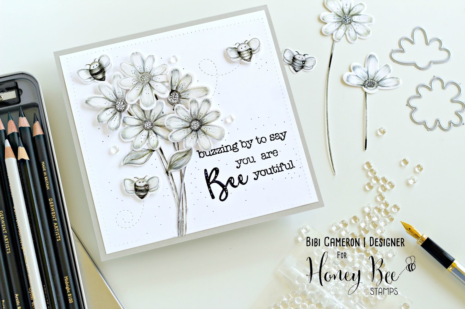 Black and White Coloring with Busy Bees Stamp Set