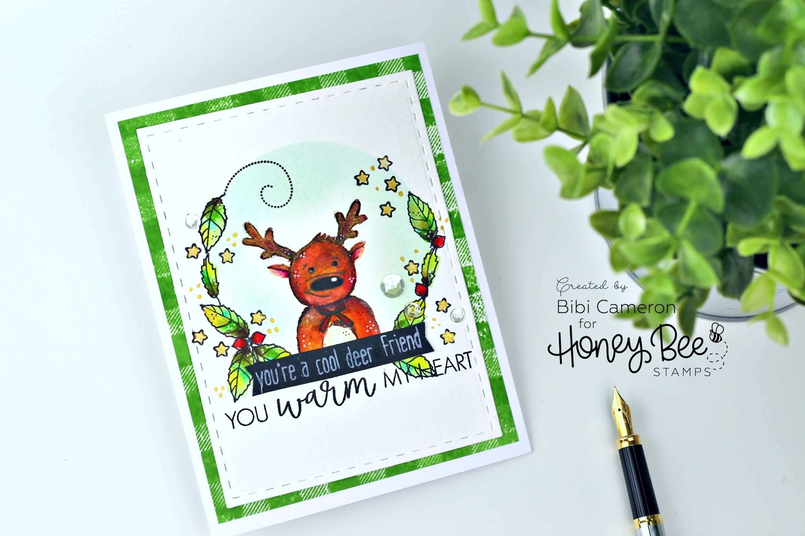 Deer Christmas Card idea with Honey Bee Stamps