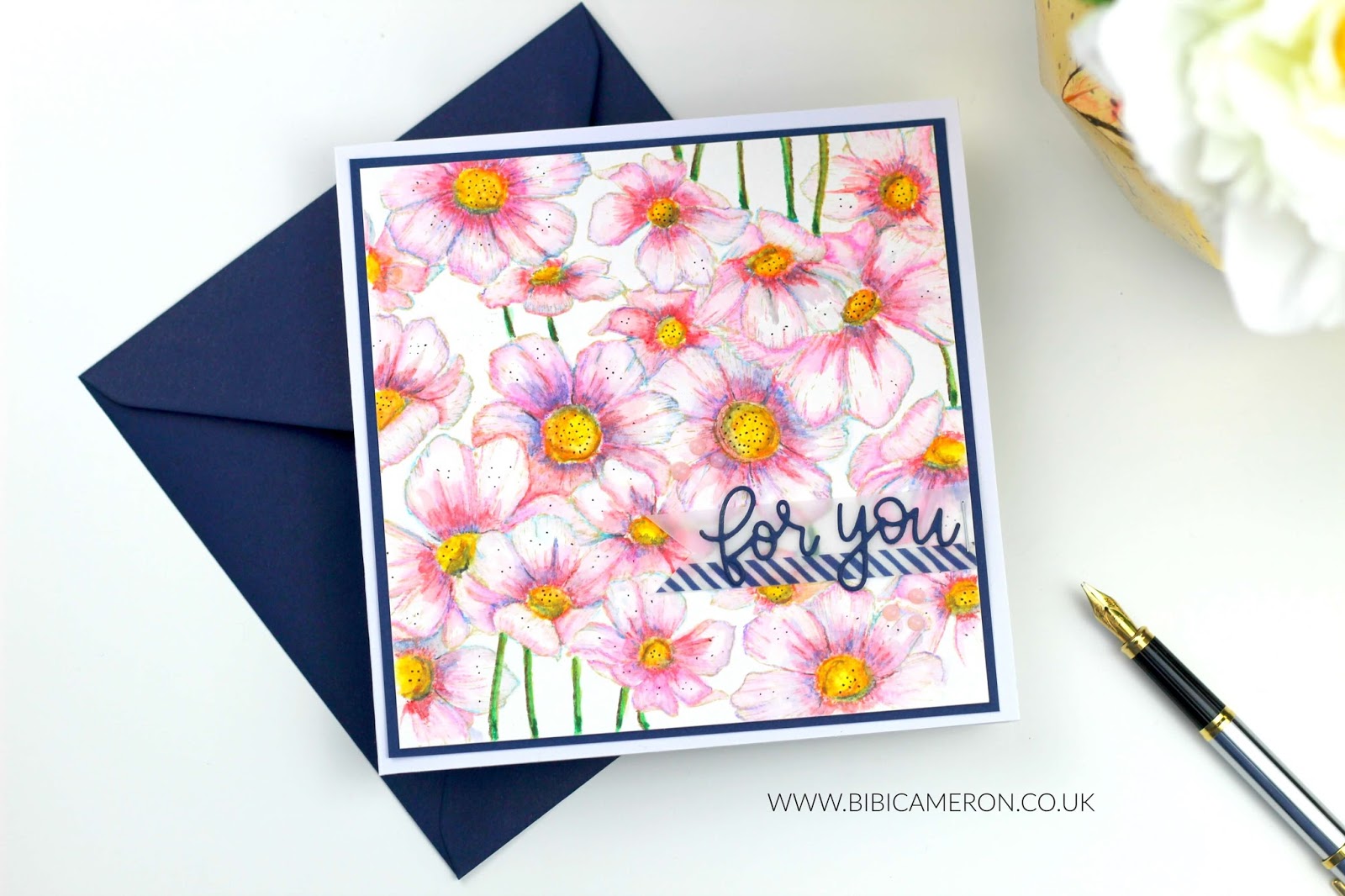 Nuvo Watercolor pencils  looks good on Cosmos Background Stamp by Simon Says Stamp