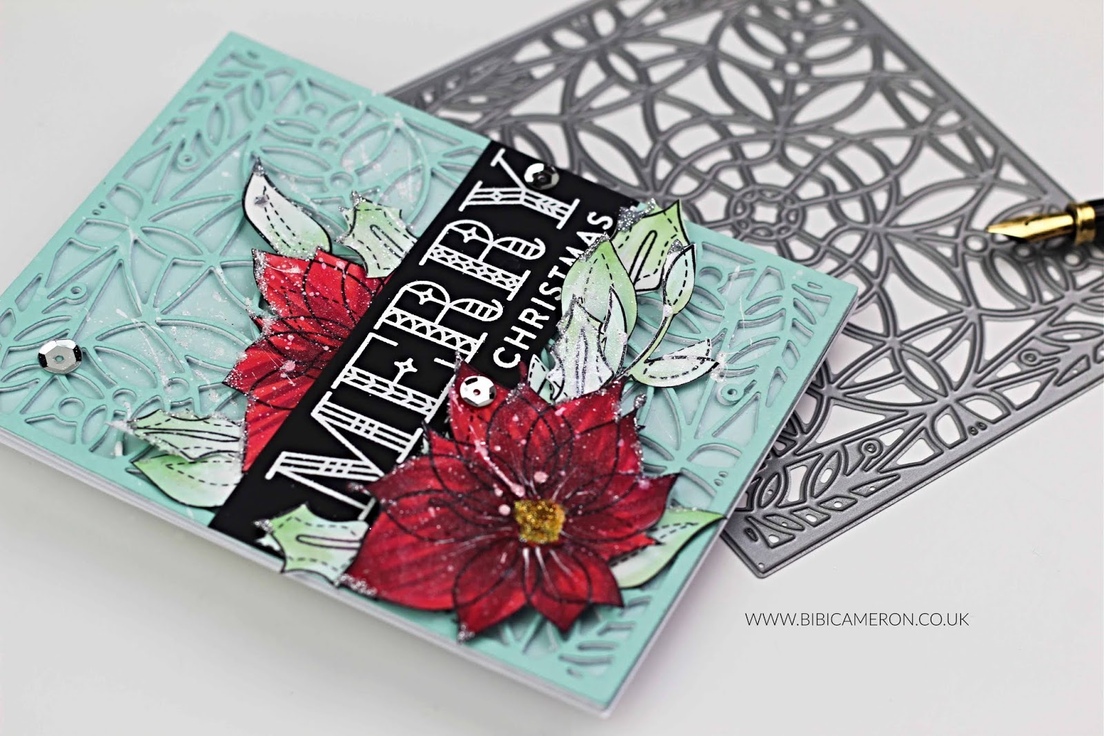 SSS Marilyn Full Card Cover Plate and Winter Flowers | Christmas Card