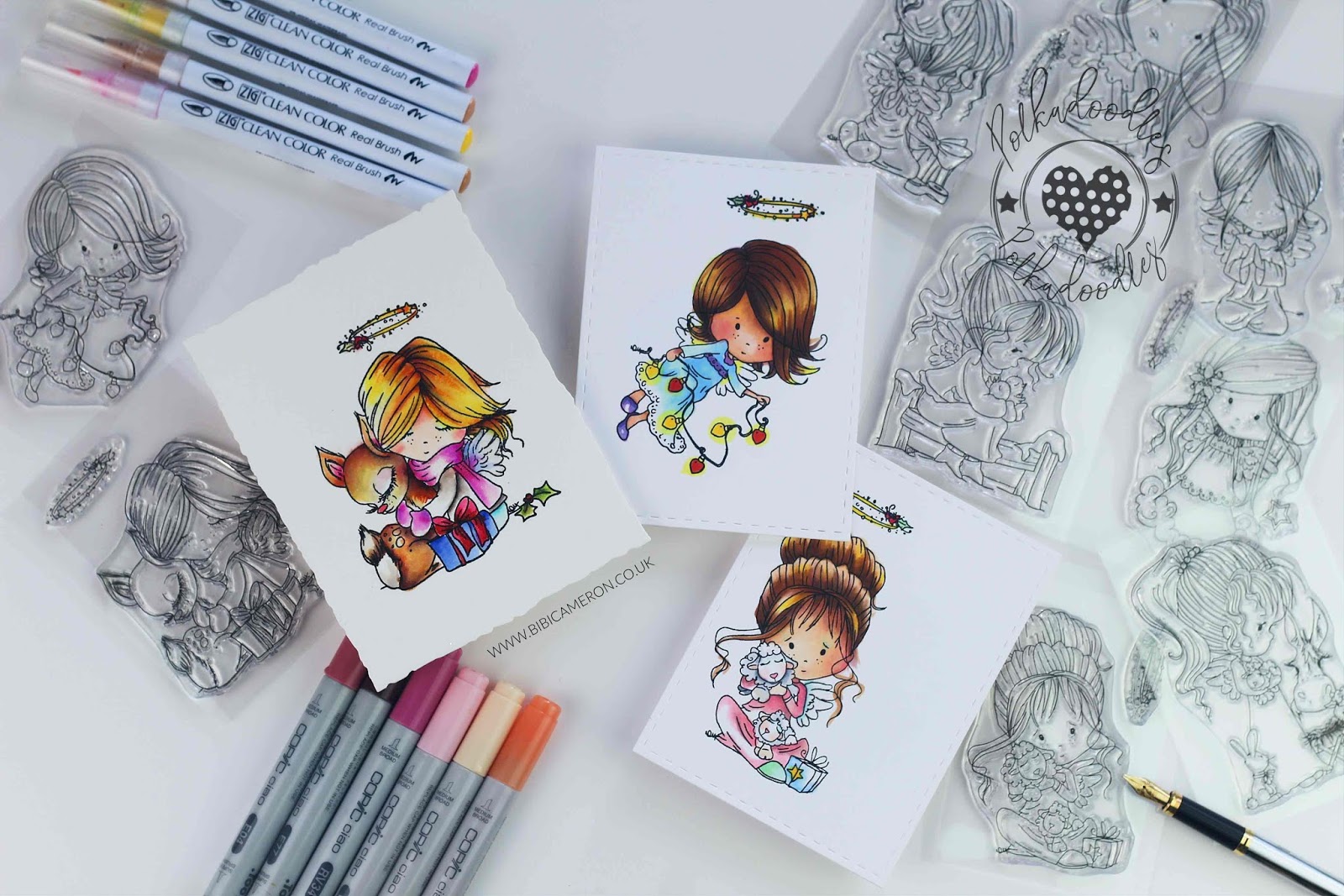 Cute angel stamped images by Polkadoodles UK