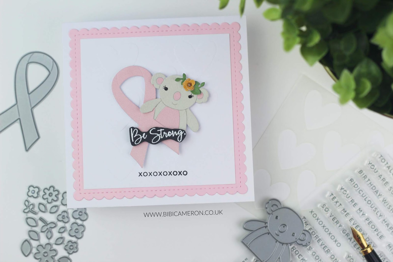 Be Strong Card |  Awareness Ribbon and Koala picturebook die.