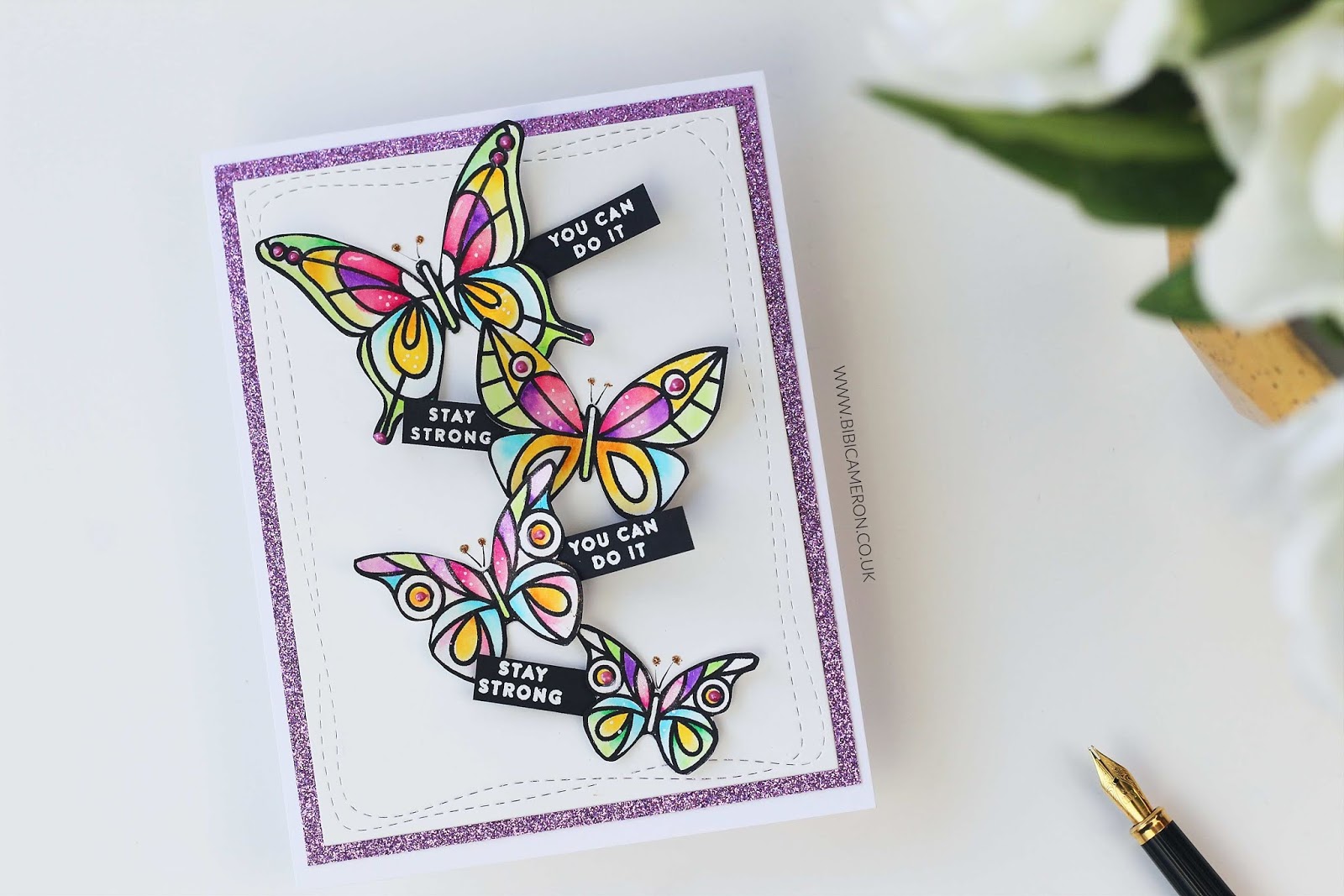 Stained Glass Butterflies Encouragement Card | Beautiful Day Stamp Set by Simon Says Stamp