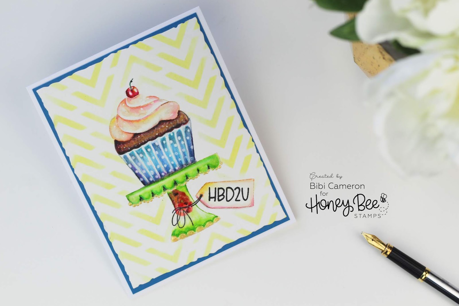 Watercolor Cupcake | Piece of Cake Stamp Set by Honey Bee Stamps