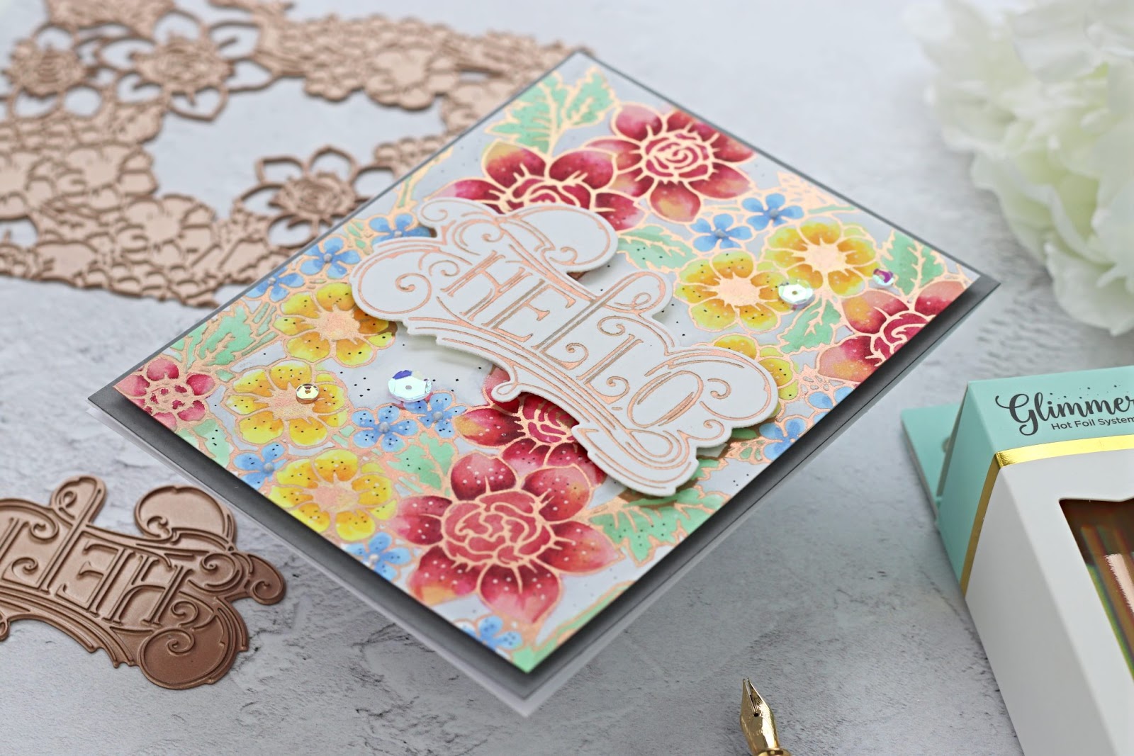 Glimmer Hot Foil Inspiration  Foiled Cards with Hussena Calcuttawala -  Spellbinders Blog