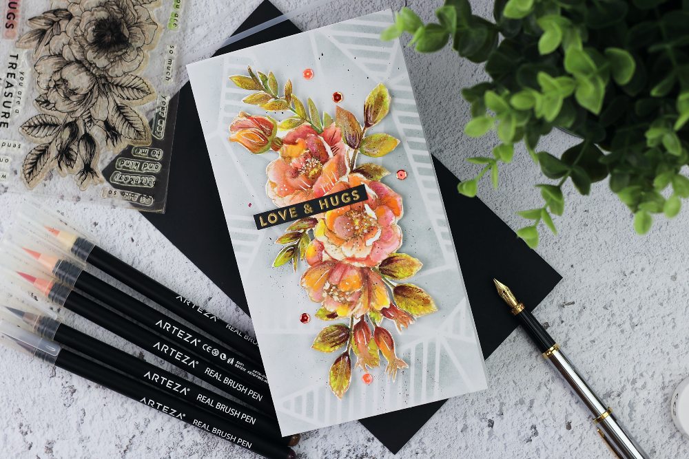 Beautiful Flowers by Simon Says Stamp + watercolours