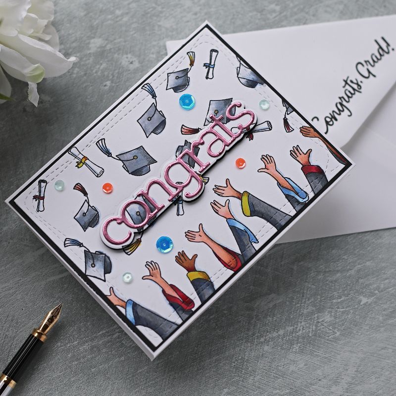 Hats Off Grad by Simon Says Stamp | Graduation Card #SSSSunnydaysahead