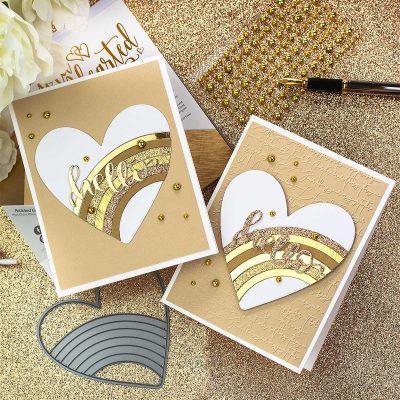 Gold Rainbow Heart Die Cut Cards