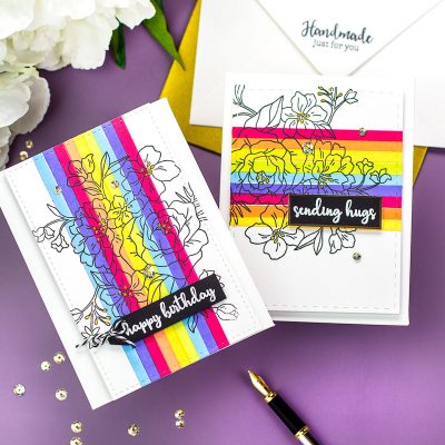 Rainbow Alcohol Marker Backgrounds and more New Tonic Stamp Club