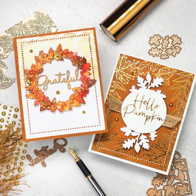 Autumnal Foiled Cards Spellbinders Kits October 2020 Blog Hop