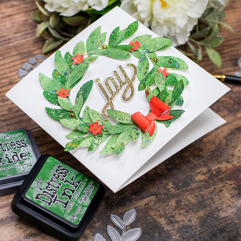 3 Die-cut Wreaths Ideas Rustic Wilderness Distress Ink and Laurel Leaves by Simon Says Stamp