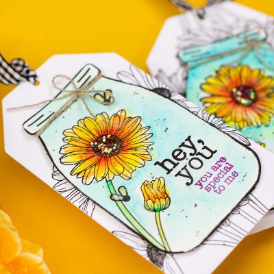 Easy Watercolour Tags  Jar + Daisy Bouquet by Simon Says Stamps