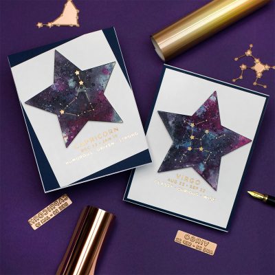 Celestial Zodiacs by Spellbinders Hot Foiled Cards