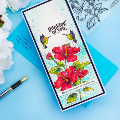 SSS Hibiscus Blooms Slimline Watercolor Card