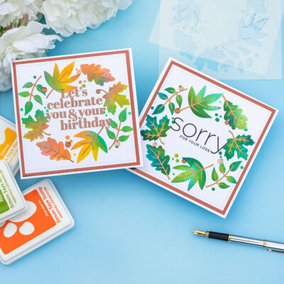 SSS STAMPtember® 2021 Leaves Wreath Stencil + Pawsitively Inks
