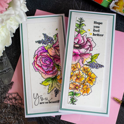 SSS Beautiful Bouquet 1 Watercolour Panel 2 Slimline Cards