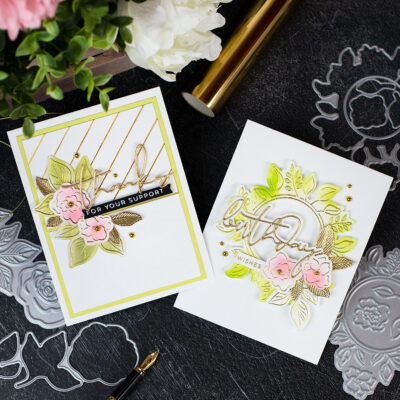 SSS Hot Foil Plates Sketch Rose Blooms and Wreath