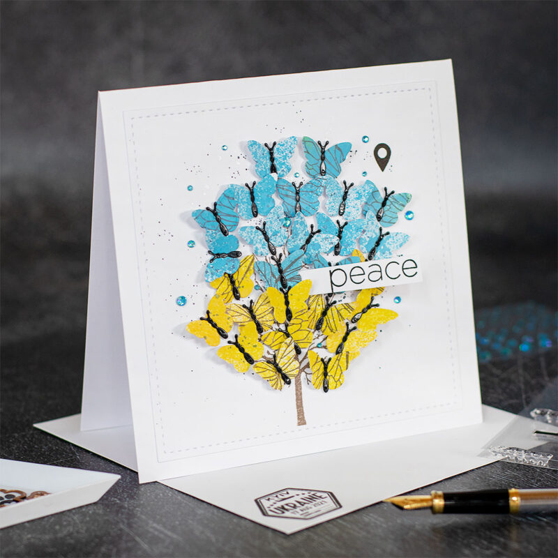 Peace for Ukraine  Butterfly Tree Card