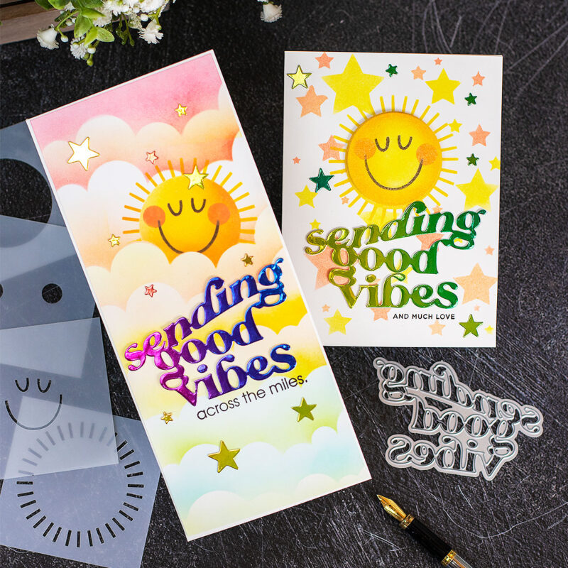 Easy Stencilled Cards + SSS Sunny Smiles Stencil
