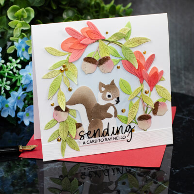 A Card To Say Hello Arched Wreath Card Idea +Squirell