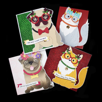 5 Creative Die-Cut Borders | Cats & Pugs Shaped Cards