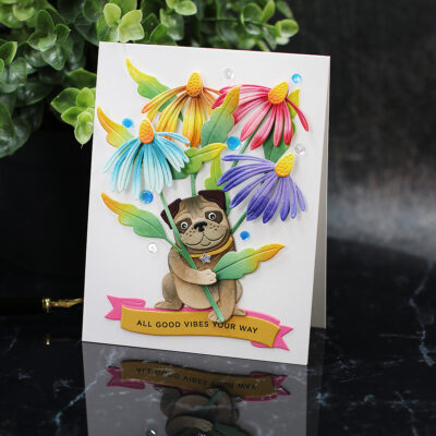 DIY Cute Floral Pug Card