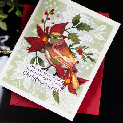 DIY Bird and Poinsettia Christmas Card Idea