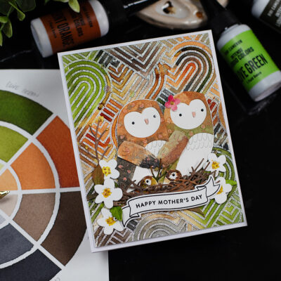 Cute Owl-Themed Mother’s Day Card | Fun Intense Liquid Color