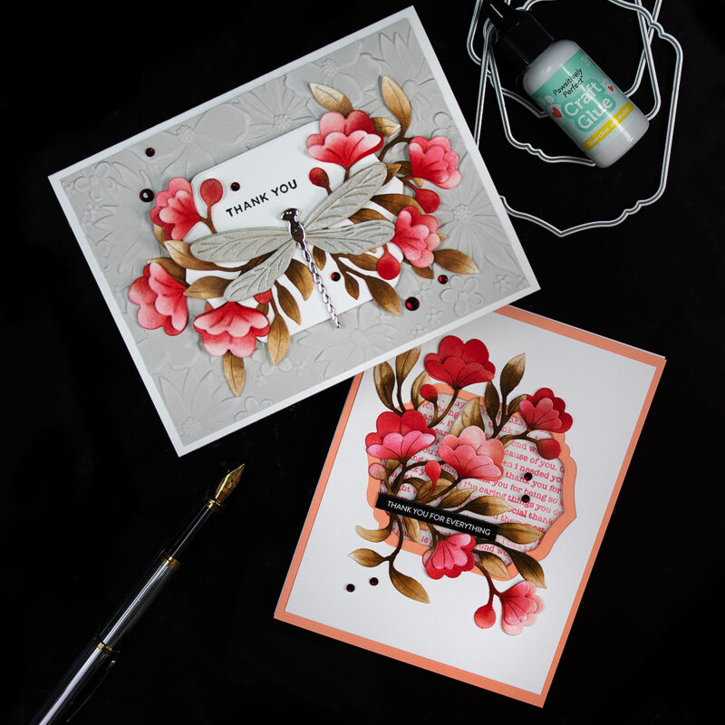 SSS Happy Camper Release Blog Hop | Floral Dragonfly Card