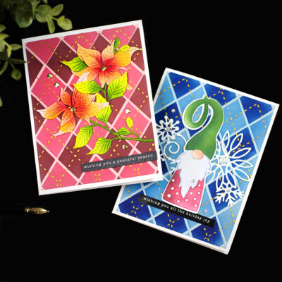 Argyle Gnome and Poinsettia Christmas Card Ideas