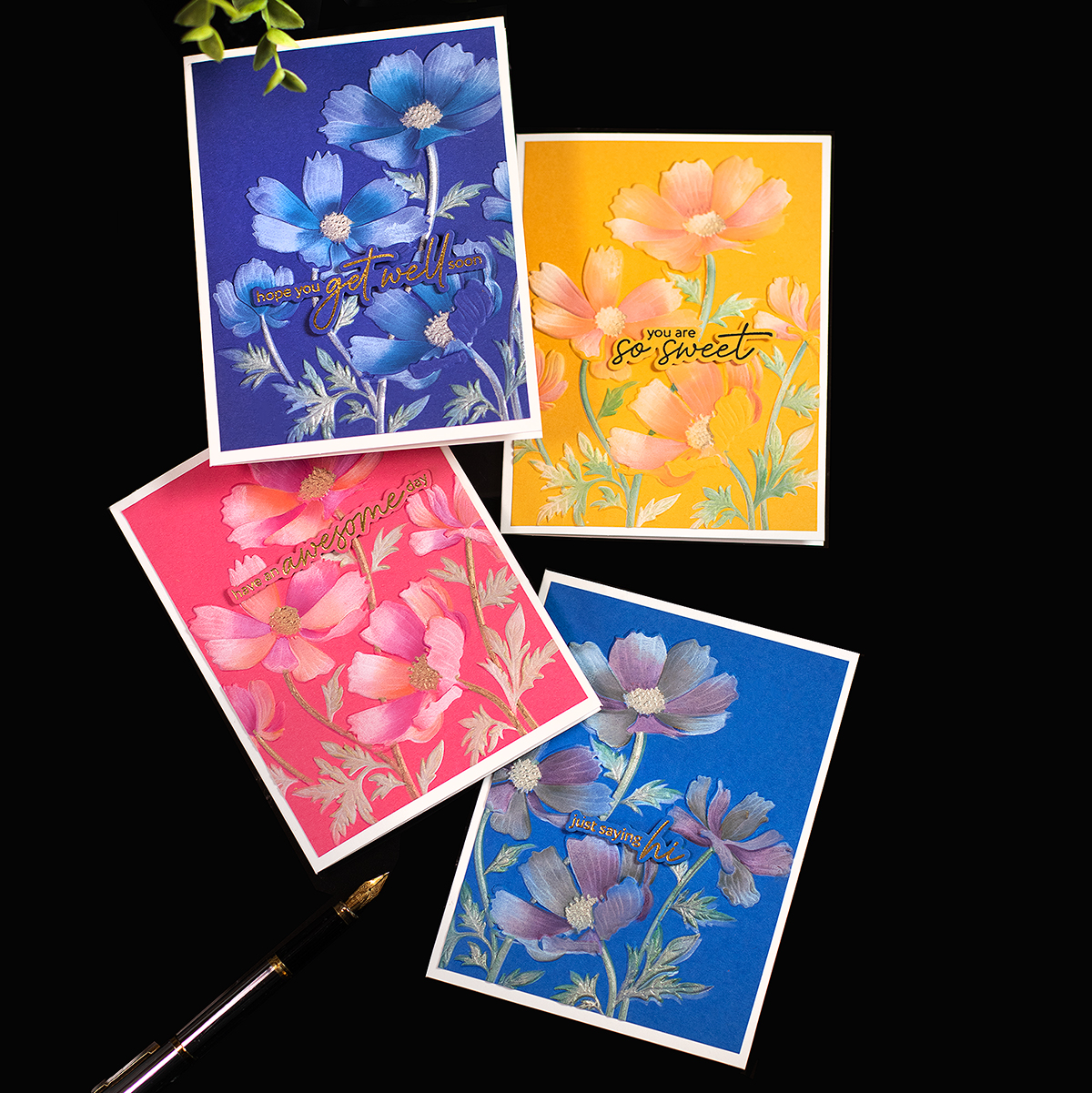 Embossing Folder and Stencils Technique | Altenew Dancing Cosmos - Bibi ...
