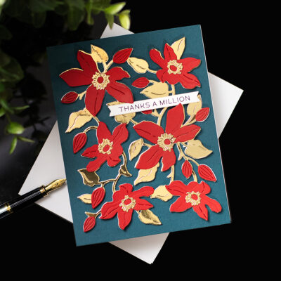Elegant Clematis Thank You Card with Luxe Gold Accents | Alex Syberia