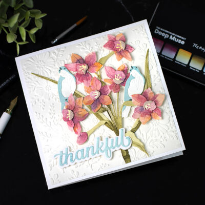 Altenew Depp Muse Layered Narcissus Watercolour Thank You Card
