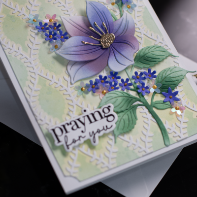 Elegant Ink Blended Willowweave & Luna Flower Card |Simon Says Stamp