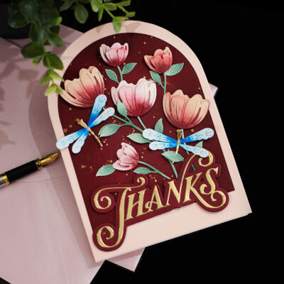 Arched Butterbloom Dragonfly Card #SSSEveryHappiness