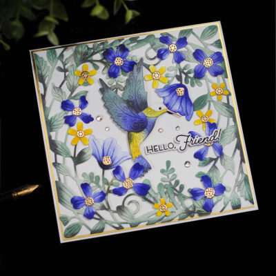 SSS Leafdance Flowers & Flourish Hummingbird Card